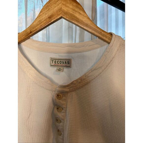 Tecovas Men’s White Waffle Knit Henley - Picture 4 of 7